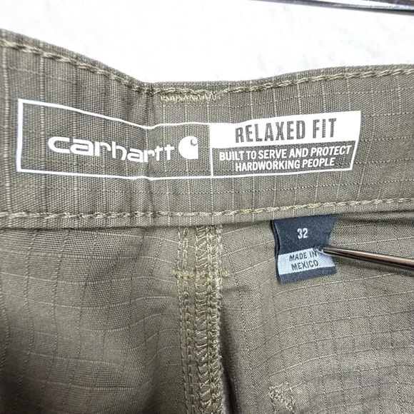 Carhartt Mens 32 Relaxed Fit Force Ripstop Cargo Work Shorts Khaki BS3643 - Picture 7 of 9